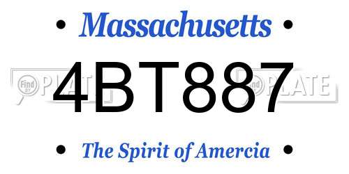 4BT887 Massachusetts License Plate