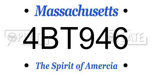 4BT946 Massachusetts License Plate