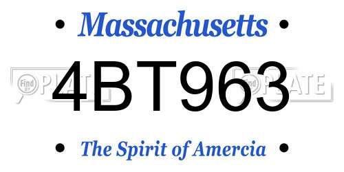 4BT963 Massachusetts License Plate
