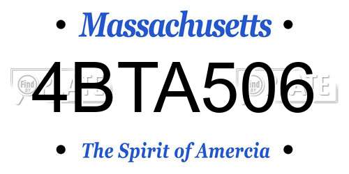 4BTA506 Massachusetts License Plate