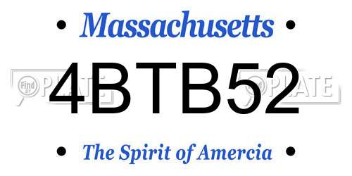 4BTB52 Massachusetts License Plate