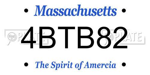 4BTB82 Massachusetts License Plate