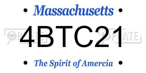 4BTC21 Massachusetts License Plate