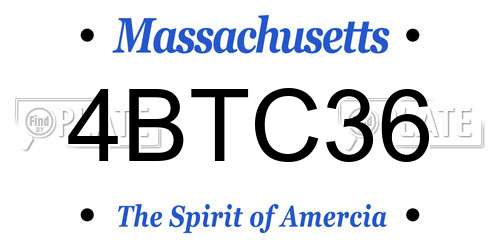 4BTC36 Massachusetts License Plate