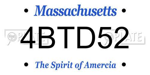 4BTD52 Massachusetts License Plate