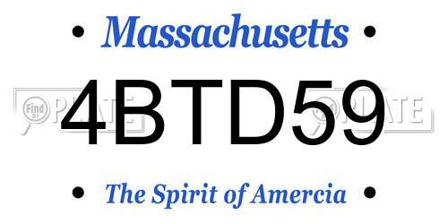 4BTD59 Massachusetts License Plate