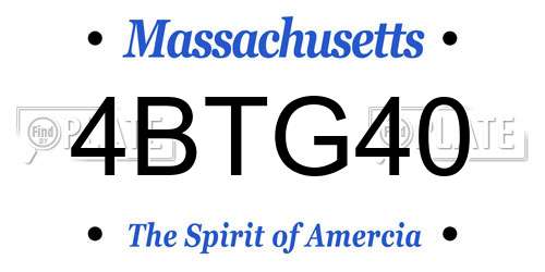 4BTG40 Massachusetts License Plate