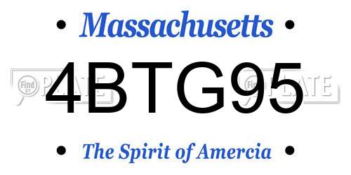 4BTG95 Massachusetts License Plate