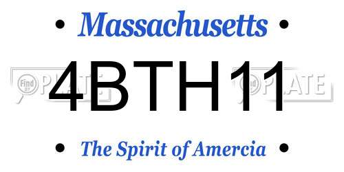 4BTH11 Massachusetts License Plate