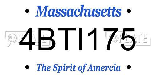 4BTI175 Massachusetts License Plate