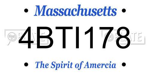 4BTI178 Massachusetts License Plate