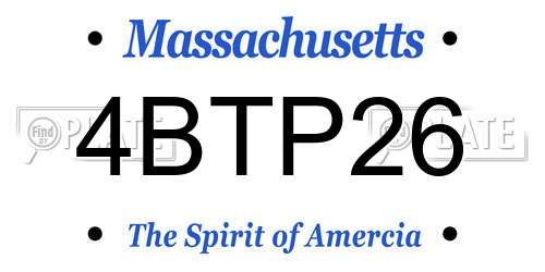 4BTP26 Massachusetts License Plate