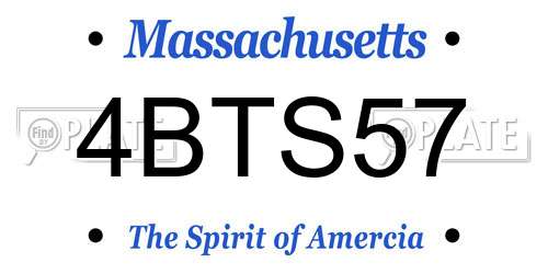 4BTS57 Massachusetts License Plate