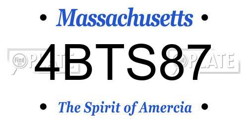 4BTS87 Massachusetts License Plate
