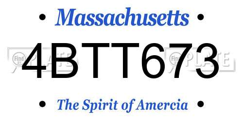 4BTT673 Massachusetts License Plate