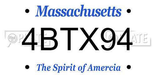 4BTX94 Massachusetts License Plate