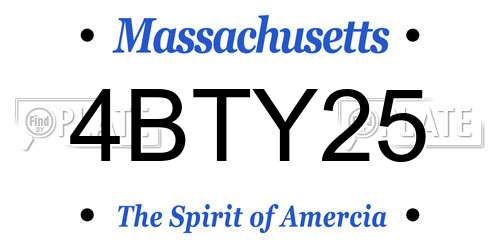 4BTY25 Massachusetts License Plate