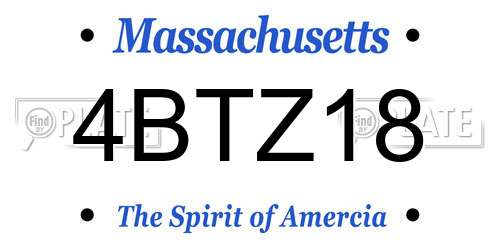 4BTZ18 Massachusetts License Plate