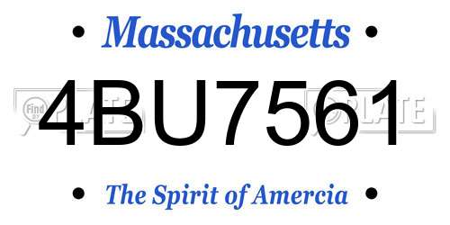 4BU7561 Massachusetts License Plate