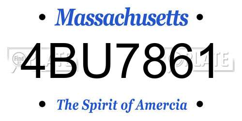 4BU7861 Massachusetts License Plate
