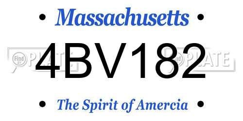4BV182 Massachusetts License Plate