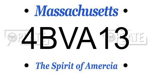 4BVA13 Massachusetts License Plate