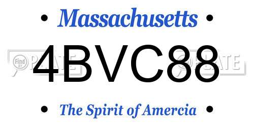 4BVC88 Massachusetts License Plate