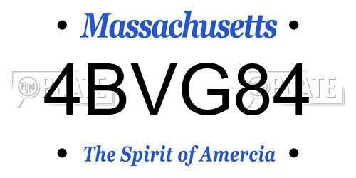 4BVG84 Massachusetts License Plate