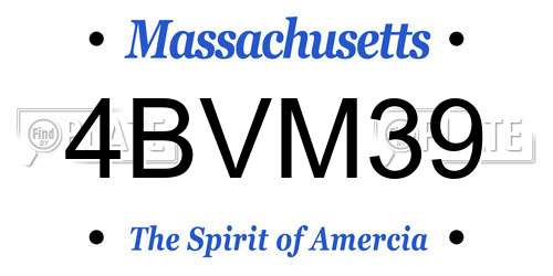 4BVM39 Massachusetts License Plate