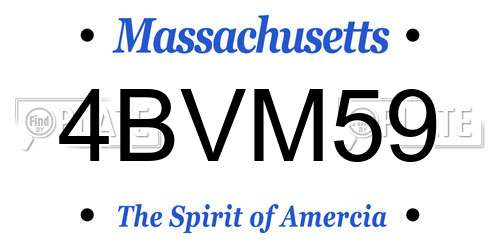 4BVM59 Massachusetts License Plate