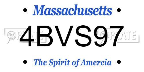 4BVS97 Massachusetts License Plate
