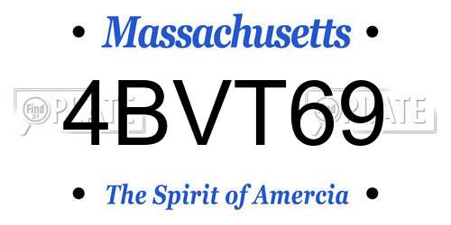 4BVT69 Massachusetts License Plate