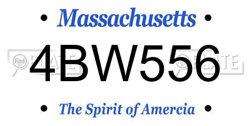 4BW556 Massachusetts License Plate