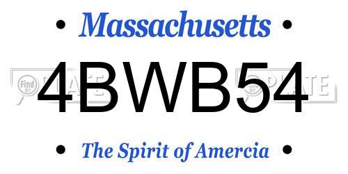 4BWB54 Massachusetts License Plate