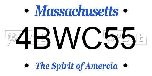 4BWC55 Massachusetts License Plate