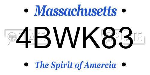 4BWK83 Massachusetts License Plate