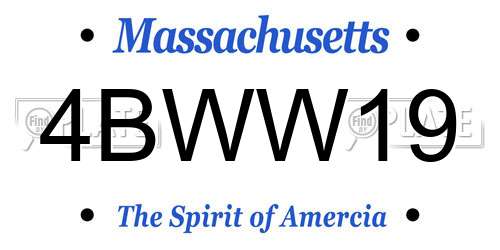 4BWW19 Massachusetts License Plate