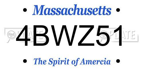 4BWZ51 Massachusetts License Plate