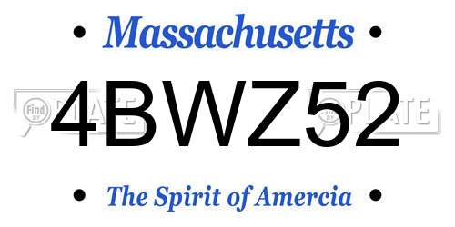4BWZ52 Massachusetts License Plate