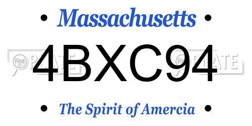 4BXC94 Massachusetts License Plate