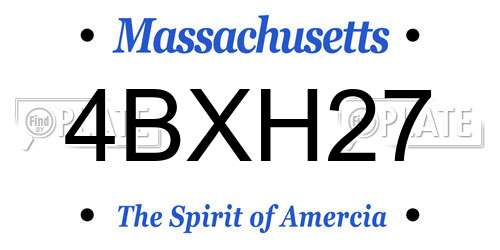 4BXH27 Massachusetts License Plate