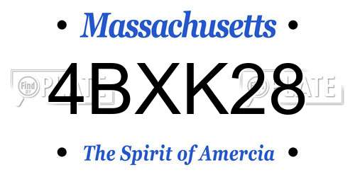 4BXK28 Massachusetts License Plate