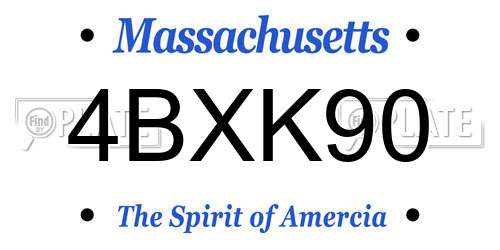 4BXK90 Massachusetts License Plate