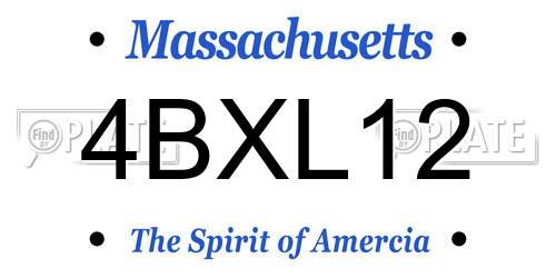 4BXL12 Massachusetts License Plate
