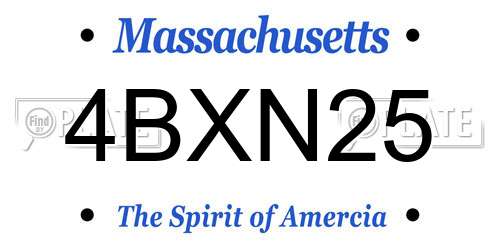 4BXN25 Massachusetts License Plate