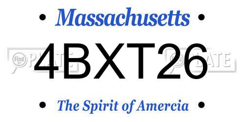 4BXT26 Massachusetts License Plate