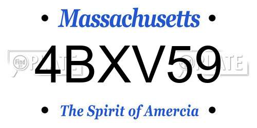 4BXV59 Massachusetts License Plate
