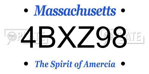 4BXZ98 Massachusetts License Plate