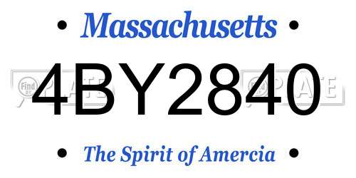 4BY2840 Massachusetts License Plate