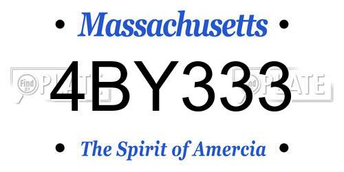 4BY333 Massachusetts License Plate
